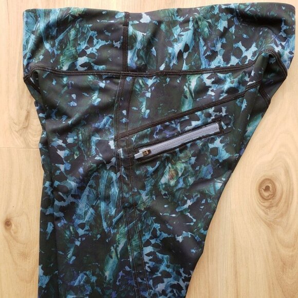 Lululemon Run Top Speed Crop Leggings Full On Luxtreme Green Floral Womens 6 - Picture 5 of 12